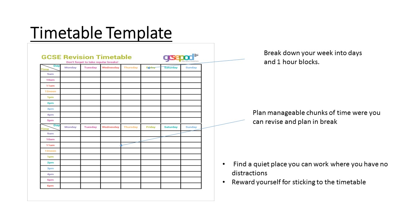revision timetable template a level